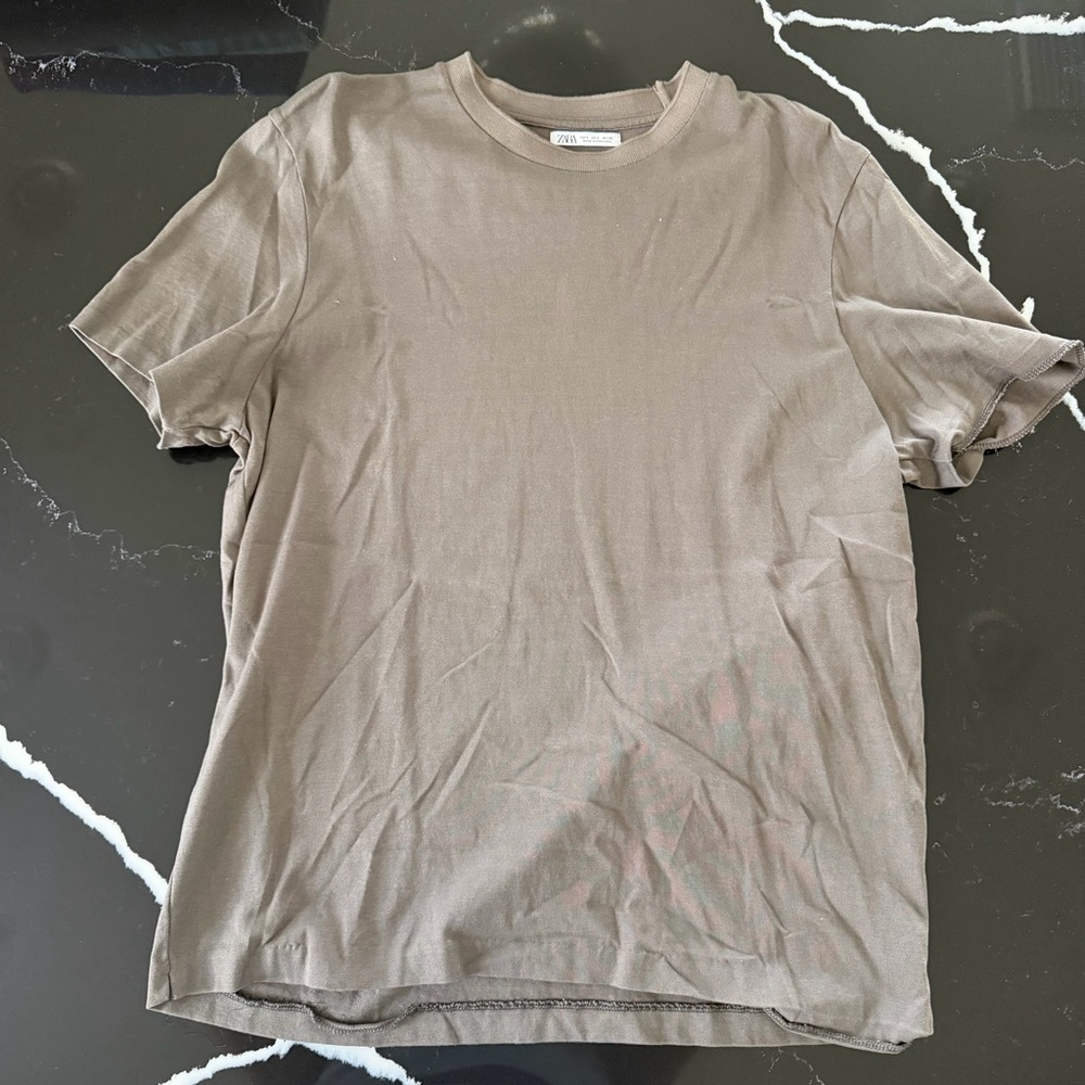 Zara Men's Taupe Short Sleeve Tee